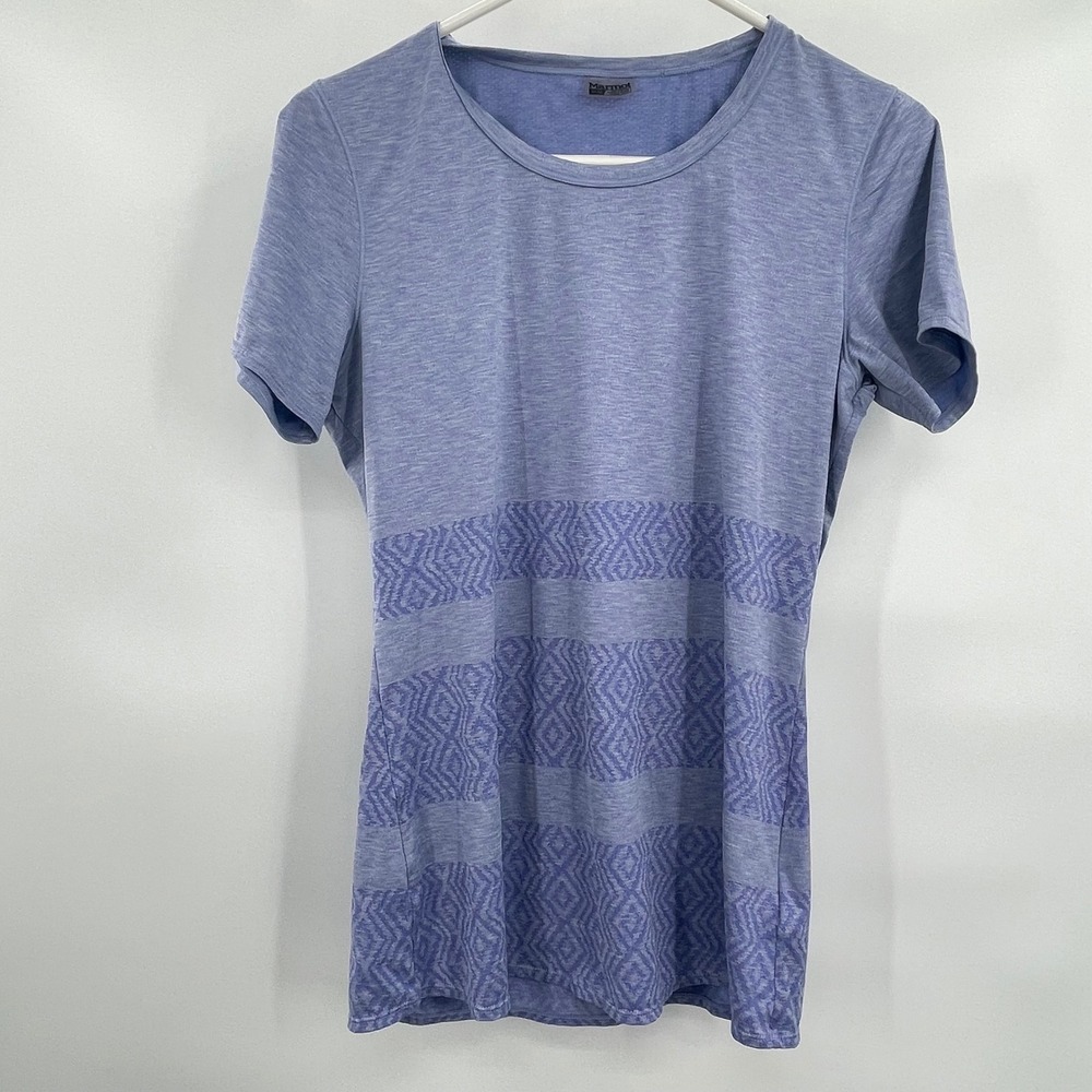 Marmot Athletic T-Shirt Activewear Short Sleeve Top Purple Pattern‎ Size M
